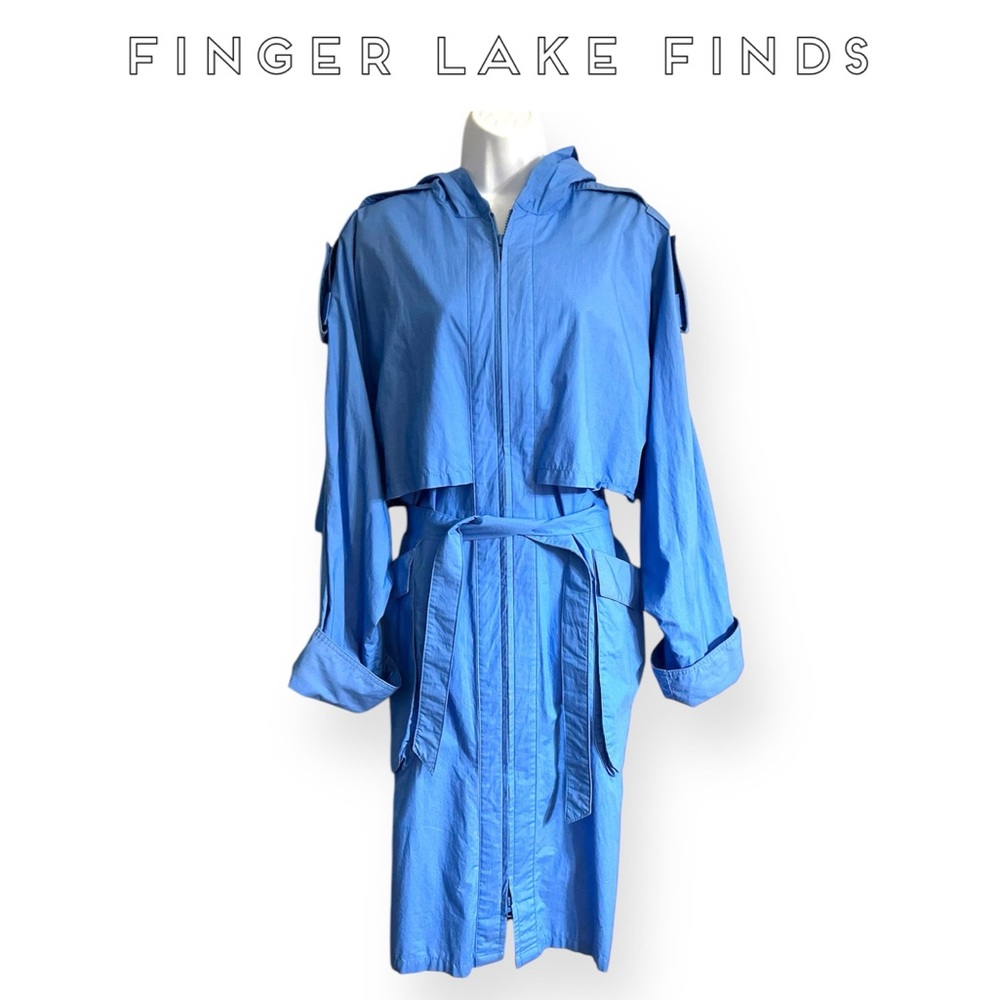 Northern Sun Blue Hooded Cotton Overcoat/Raincoat